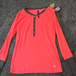 Under Armour Bright Coral Henley with Black Trim